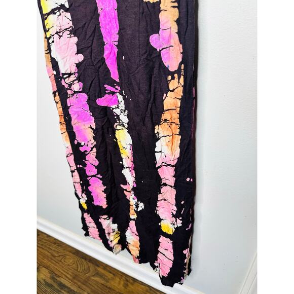 Busayo Collective Black Purple Tie-Dye V-Neck Side Slit Slip Dress Size Medium - Picture 6 of 10